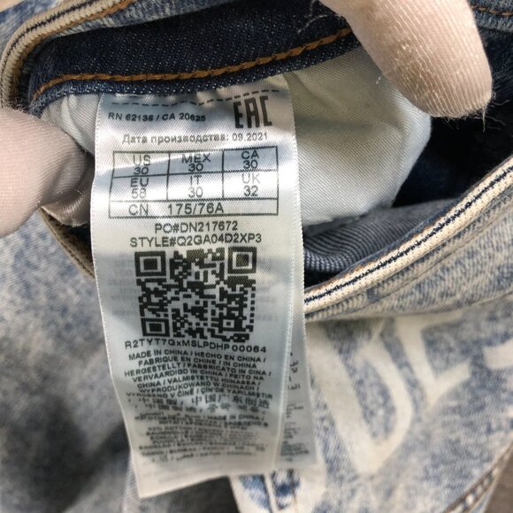 Guess Denim Skinny Jean Womens 30 Acid Wash High Rise Logo Butt Stretch - Picture 10 of 12